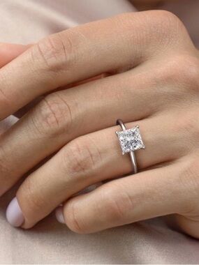 2ct Princess Cut Moissanite Ring D VVS1 Solitaire Engagement Ring